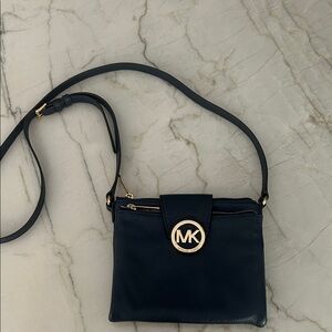 Michael Kors Navy Crossbody Bag with Gold Accents